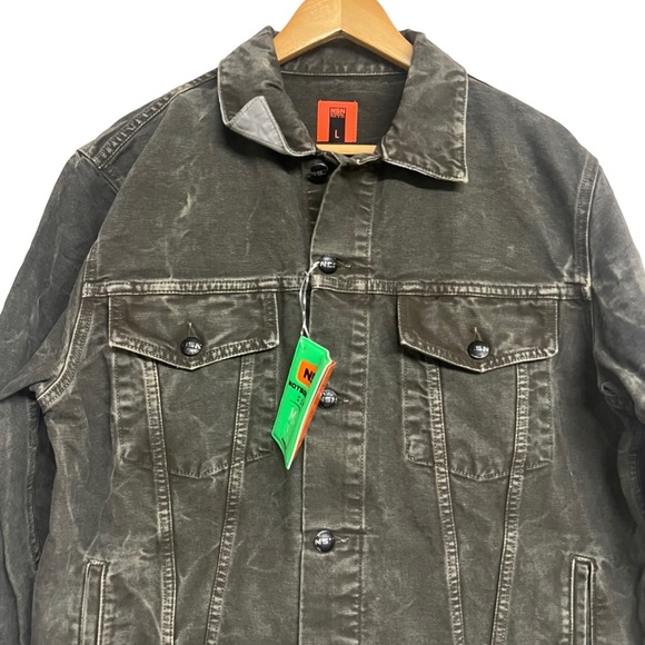 New Mens NotSoNormal Classic Denim Jacket in Olive - Picture 2 of 6